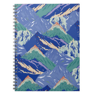 Carnet Montagnes vintages paysage sans couture motif. Som