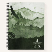 Carnet Monts Masculine Forêt Vert Nom Monogramme (Devant)
