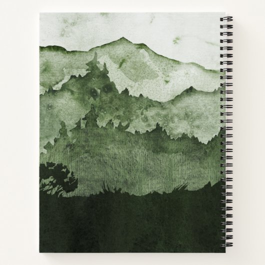 Carnet Monts Masculine Forêt Vert Nom Monogramme (Dos)