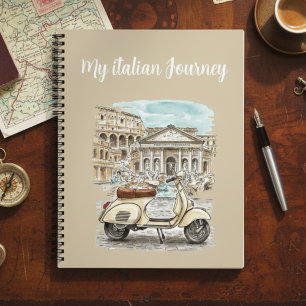Carnet Monuments aquarelles Vespa vintage Voyage Italie