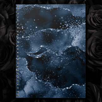 Carnet Moody Agate | Marine Denim Steel Blue Faux Parties