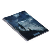 Carnet Moody bleu aquarelle lune déesse personnalisée (Côté Droit)