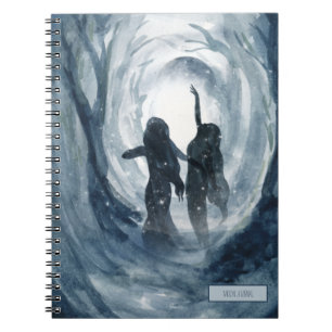 Carnet Moody blue watercolor Déesses lune personnalisées