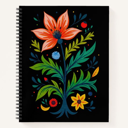 Carnet Moody Boho Folk Art Floral Tree Botanical (Devant)