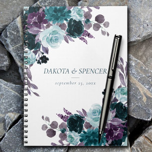Carnet Moody Boho Turquoise et violet Rose Floral Custo