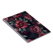 Carnet Moody Florals Watercolor Dark Red Pattern (Côté Droit)