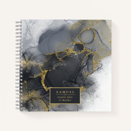 Carnet Moody Ink Charcoal Gold Abstrait ID988 (Devant)