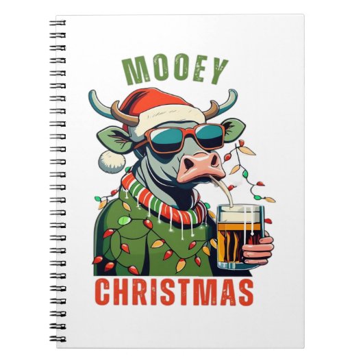 Carnet Mooey Noël Highland Cow Light Santa Hat T-Shi (Devant)