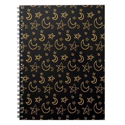Carnet Moons et étoiles Motif or (Devant)