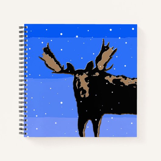 Carnet Moose en hiver - Art original de la faune (Devant)