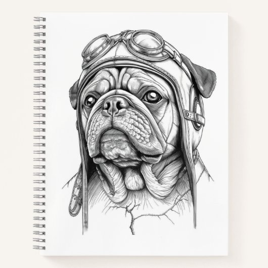 Carnet Mops / Pug Marble Statue Antique Style Notebook (Devant)