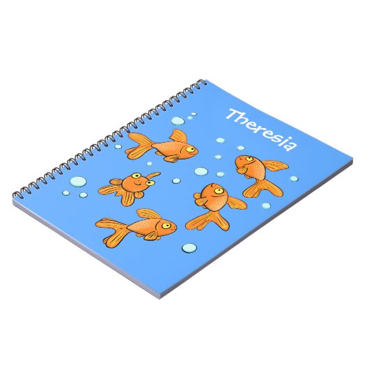 Carnet Morceau de poisson rouge orange mignon sur dessin (Côté gauche)