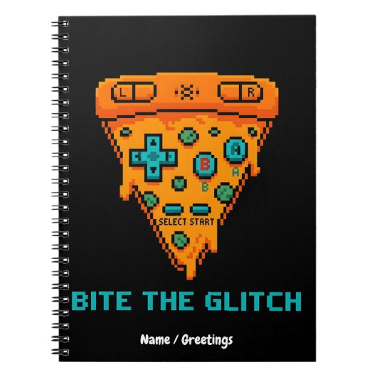 Carnet Mords le Bug Retro Pizza Gamer Pixel 8 Bits (Devant)