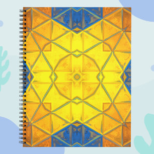 Carnet Mosaic kaléidoscope Carré Jaune et Bleu