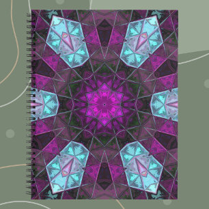 Carnet Mosaic Kaleidoscope Fleur bleu et violet