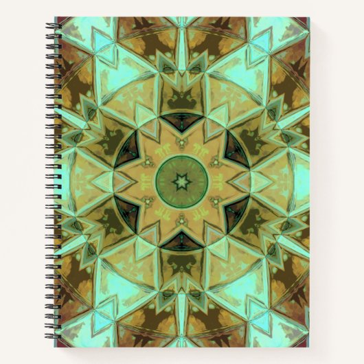 Carnet Mosaic Kaleidoscope Fleur Vert et Brown (Devant)