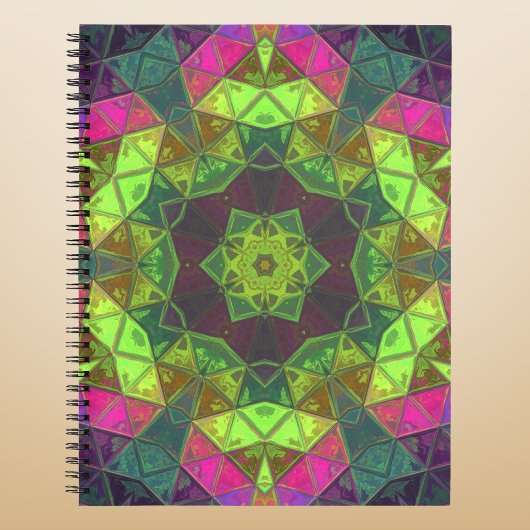 Carnet Mosaic Kaleidoscope Fleur vert rose et pourpre