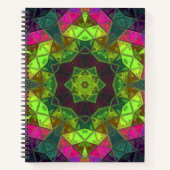 Carnet Mosaic Kaleidoscope Fleur vert rose et pourpre (Devant)