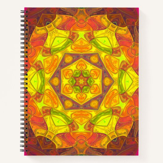 Carnet Mosaic Mandala Fleur Jaune Orange et Violet (Devant)