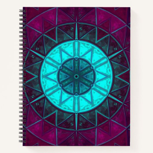 Carnet Mosaic Mandala Flower bleu et violet (Devant)