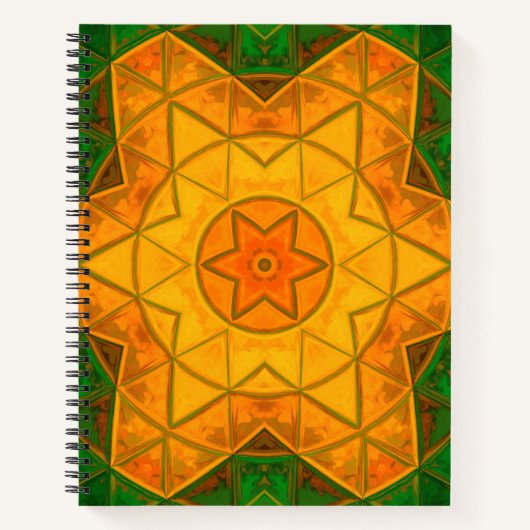Carnet Mosaic Mandala Flower vert et jaune (Devant)