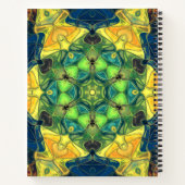 Carnet Mosaic Mandala Flower vert jaune et bleu (Dos)