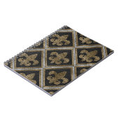Carnet Mosaïque de fleur de lis motif noir et or (Côté gauche)