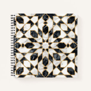 Carnet Mosaïque marocaine noire et Marbre blanc