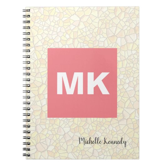 Carnet Mosaïque moderne professionnelle monogrammée rose (Devant)