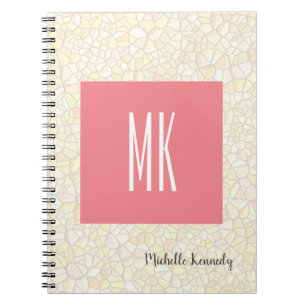 Carnet Mosaïque moderne professionnelle monogrammée rose