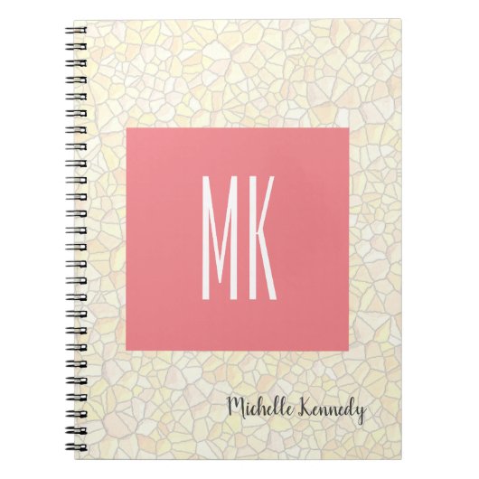Carnet Mosaïque moderne professionnelle monogrammée rose (Devant)