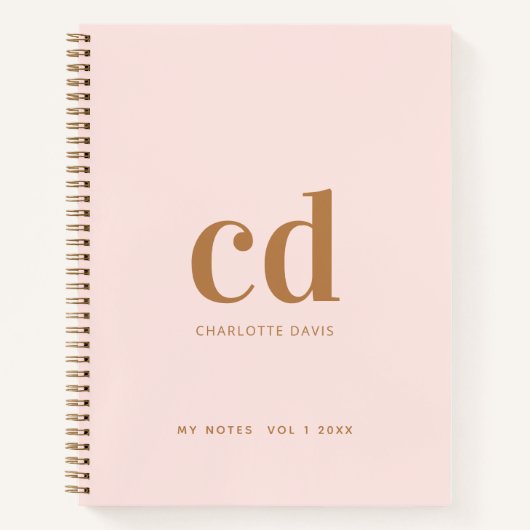 Carnet Mosaïque or rose initiales monogramme élégant (Devant)