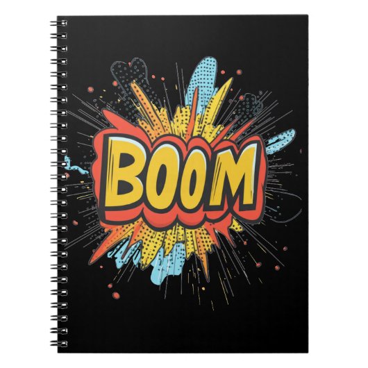 Carnet Mot de couleurs graphiques comiques boom. (Devant)