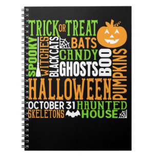 Carnet Mot d'Halloween Jumble coloré mignon araignée Citr