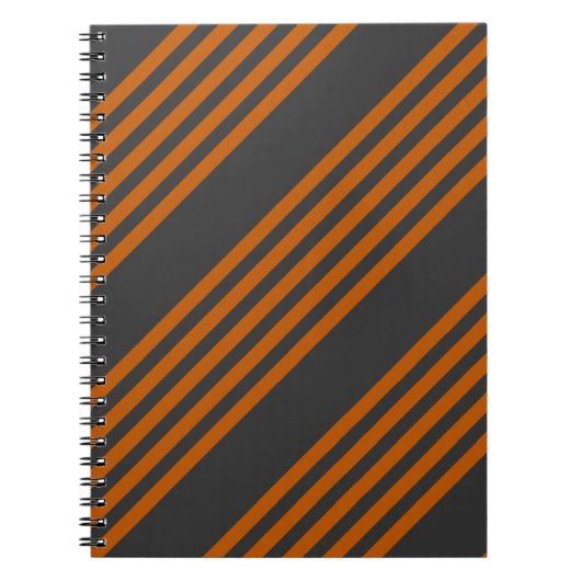 Carnet Motif à cinq bandes Burnt orange et charbon de boi (Devant)