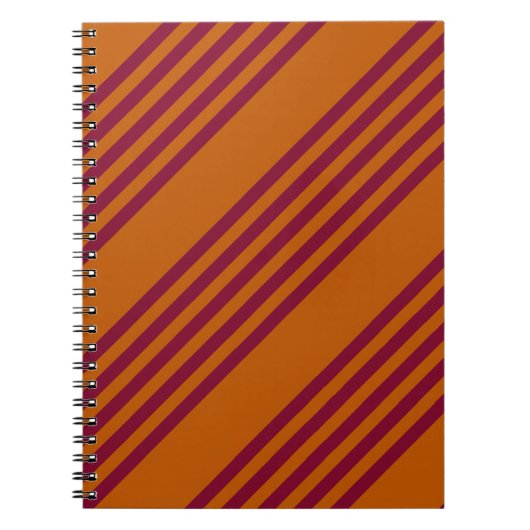 Carnet Motif à cinq bandes rouge Bourgogne et orange brûl (Devant)