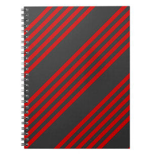 Carnet Motif à cinq bandes rouge et charbon de bois