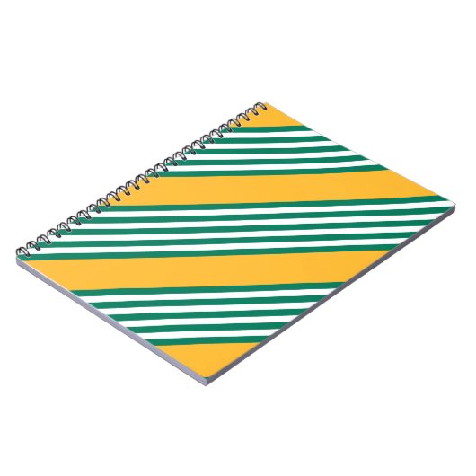 Carnet Motif à cinq bandes vert et blanc avec jaune (Côté gauche)