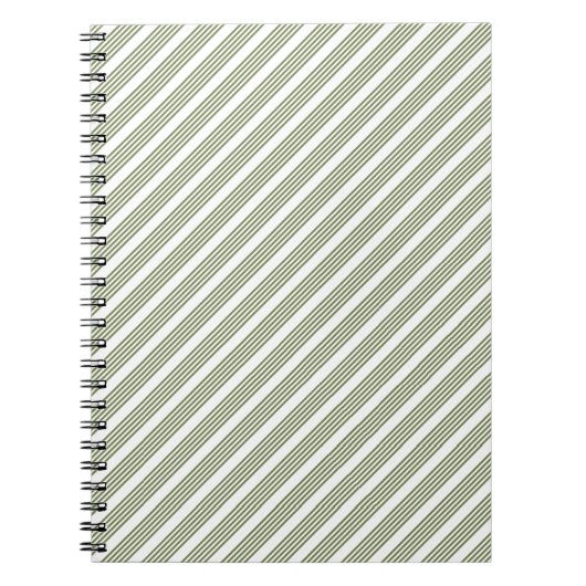 Carnet Motif à cinq bandes vert et blanc olive (Devant)