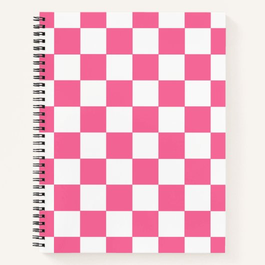 Carnet Motif À damiers chèque rose blanc (Devant)