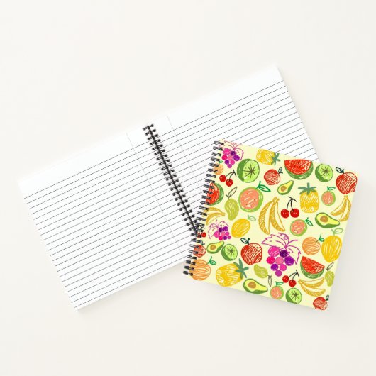 Carnet Motif à doodle de fruits assoré (Intérieur)