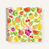 Carnet Motif à doodle de fruits assoré (Devant)