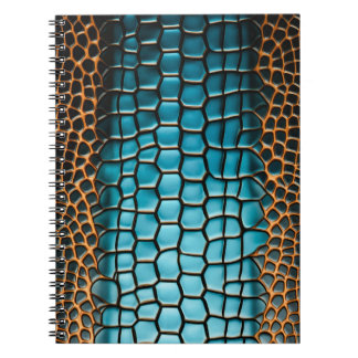 Carnet Motif à écailles de reptile noir et or turquoise