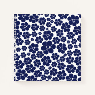 Carnet Motif à fleurs - Bleu et Blanc