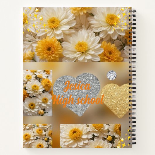 Carnet motif à fleurs jaunes (Dos)