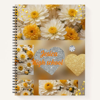 Carnet motif à fleurs jaunes