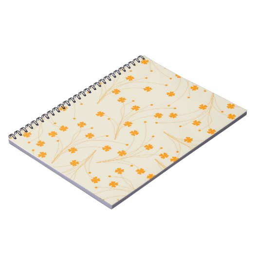 Carnet Motif à fleurs les années 70 beige orange rétro Y2 (Côté gauche)