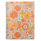Carnet Motif à fleurs Orange Retro (Devant)