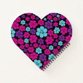 Carnet Motif à fleurs - rose, violet, bleu et noir (Dos)