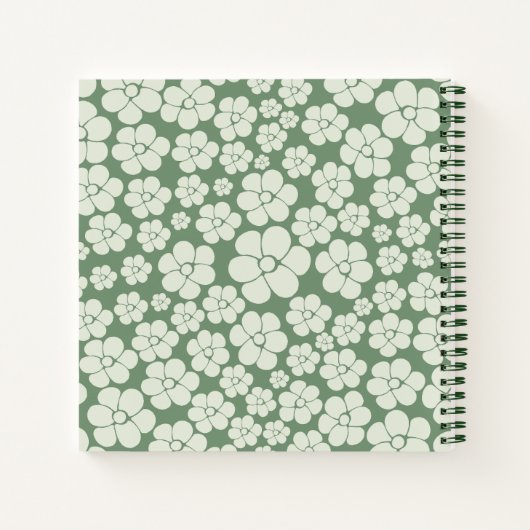 Carnet Motif à fleurs - Vert (Dos)